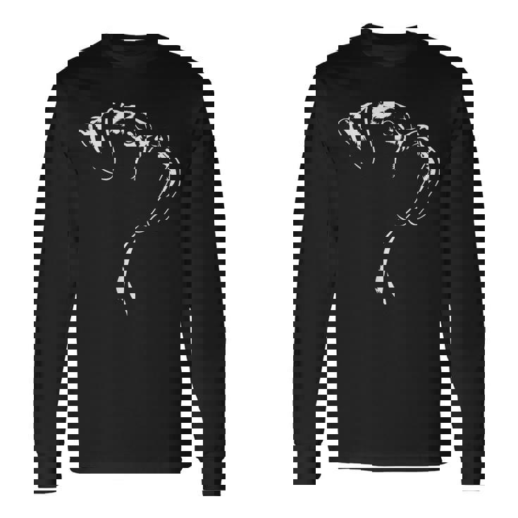 ボクサー ポートレート シルエット 犬 ドイツ ボクサー 犬 長袖Tシャツ