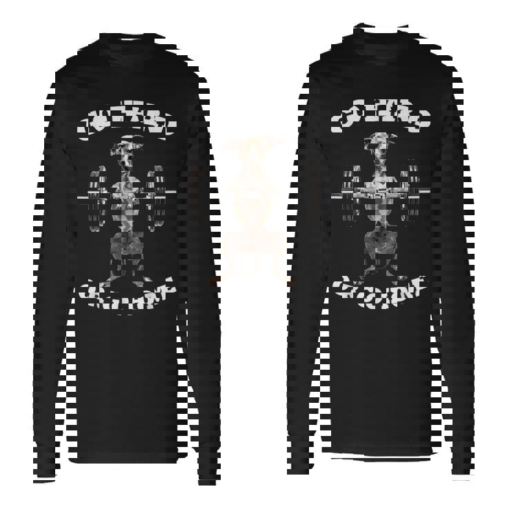 ポンピング ウェイトリフティング おもしろい イタリアングレイハウンド 長袖Tシャツ