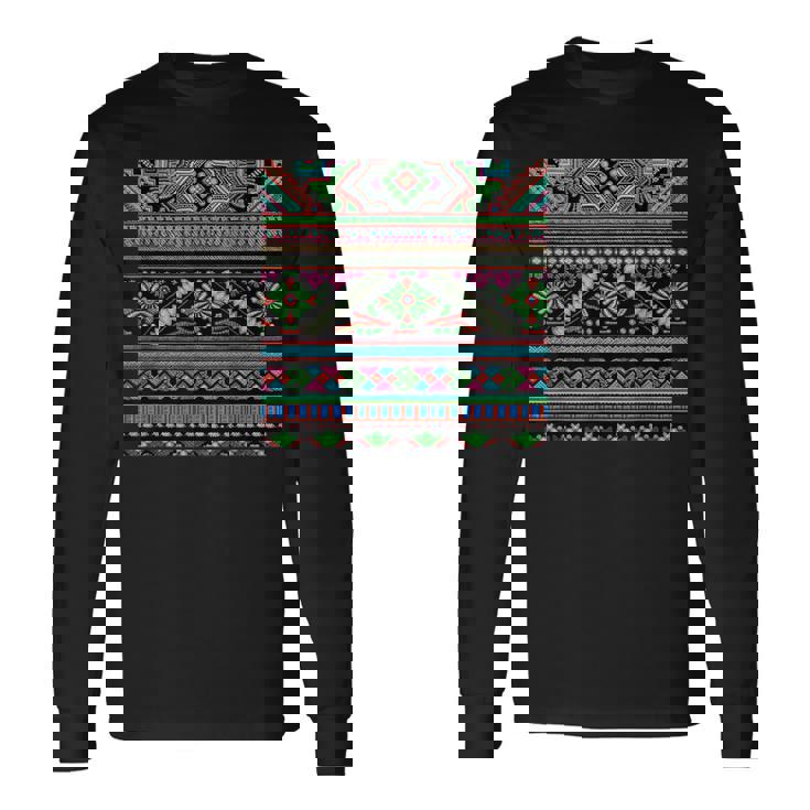 ミャオ族デザイン 長袖Tシャツ