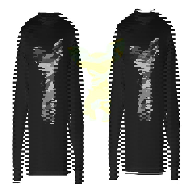 ミリタリー チワワ カモ メンズ プリント Us Dog Pup 退役軍人ギフト 長袖Tシャツ