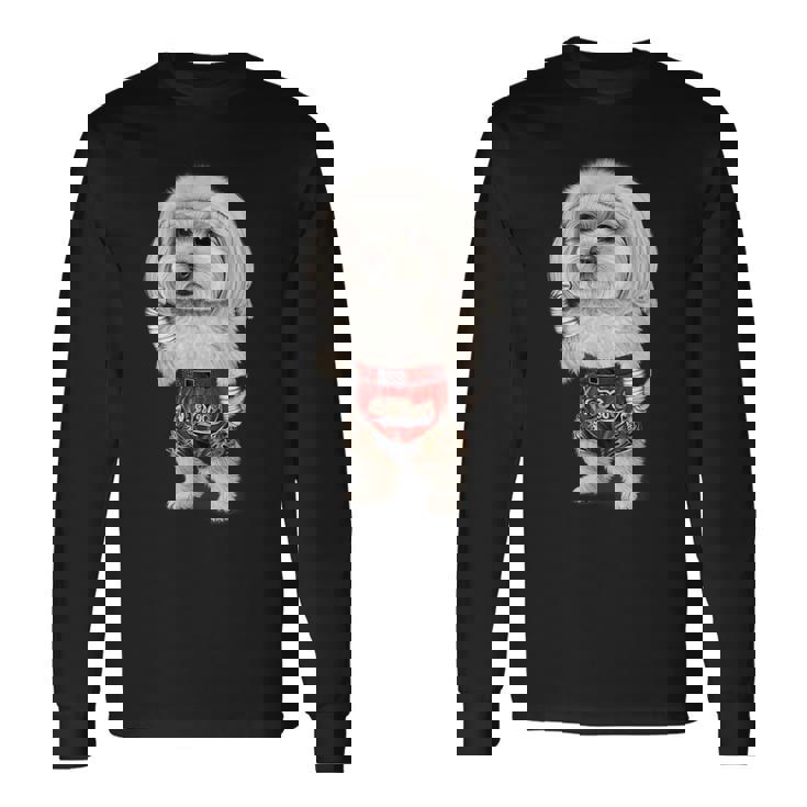 ムエタイキックボクシングチャンピオンとしてのマルチーズドッグ 長袖Tシャツ