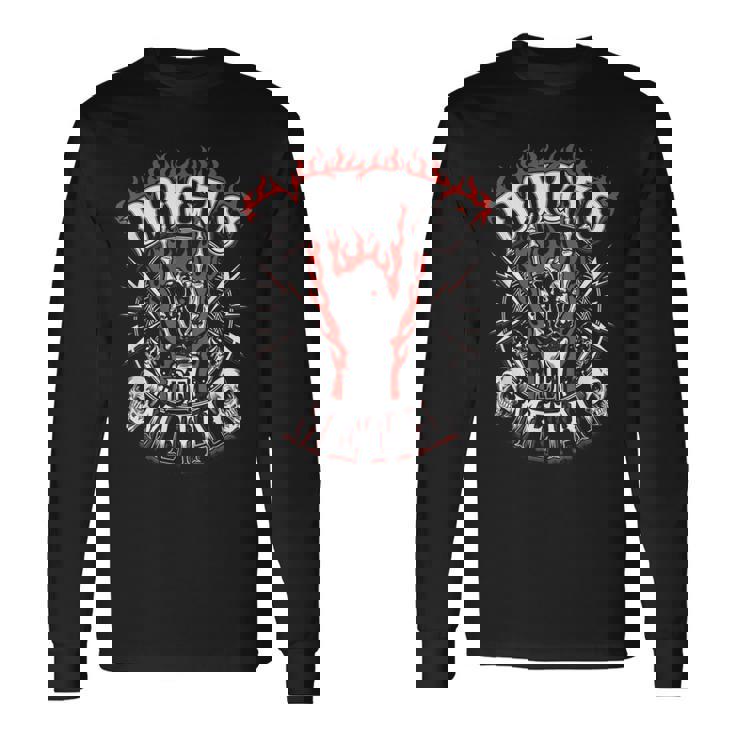 メタルフィンガーギフト ヘビーウルトラハードロック 嘔吐 ユーモア 長袖Tシャツ