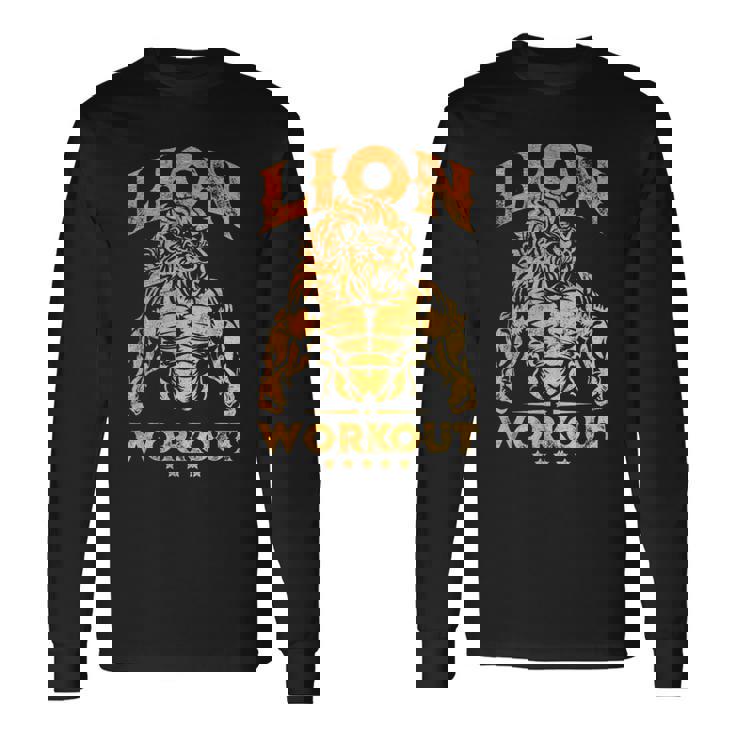 ライオン ワークアウト ゴールド トレーニング ビースト ジム フィットネス パワーマッスル 長袖Tシャツ