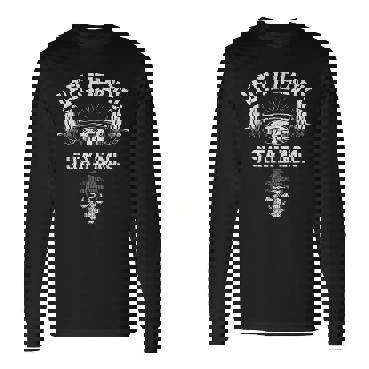 リフトヘビーステイエモジムとフィットネスウエイトリフティング 長袖Tシャツ