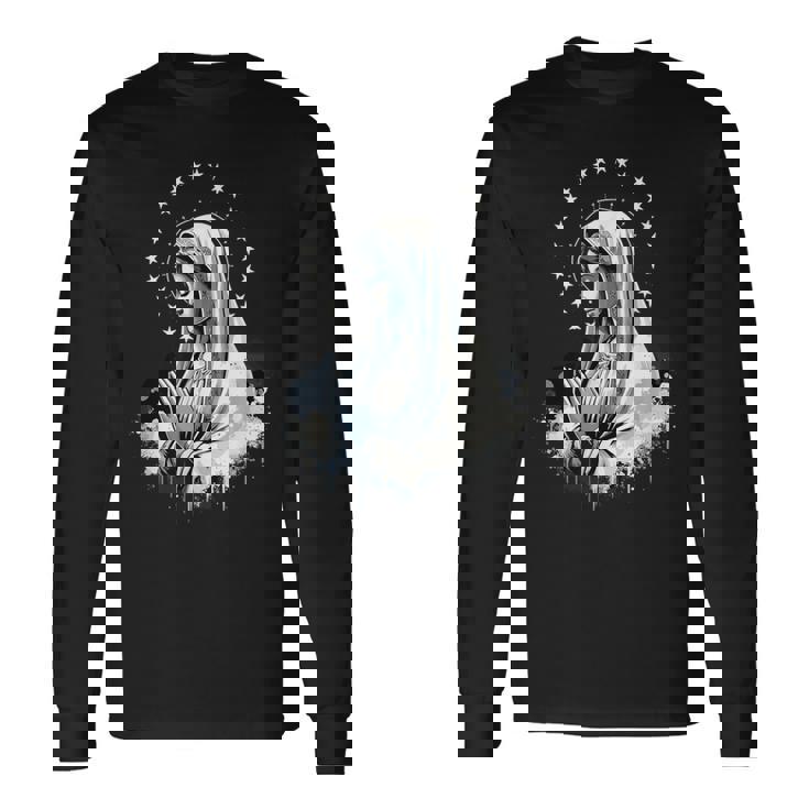 ルルドの聖母マリア 強力なシンボル 母マリア 長袖Tシャツ