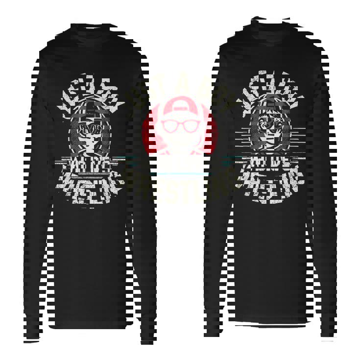 レスリングが大好きな少年 少年&キッズ レスラー 長袖Tシャツ