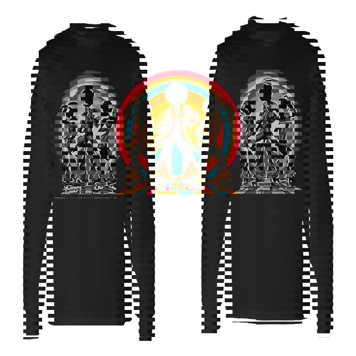 レトロ アフロ ソウル 音楽 グルーヴ ダンス ファンキー ディスコ 長袖Tシャツ