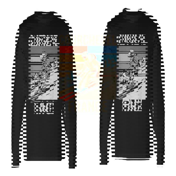 レトロ スキー クールシュベル フランス フランス スキー リゾート 楽しい 長袖Tシャツ