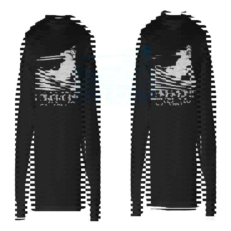 レトロ スキー ロングモント コロラドイラスト ヴィンテージ スノー スキー 長袖Tシャツ