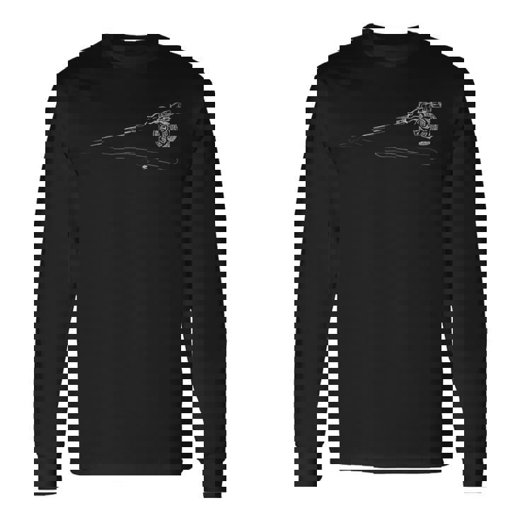 レトロなフライフィッシングフライロッド 長袖Tシャツ