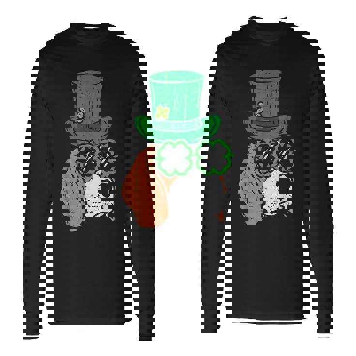 レプラコーン ビーグル シャムロックグラス セントパトリックスデー 犬の贈り物 長袖Tシャツ