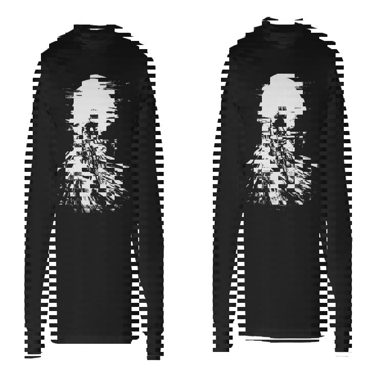 レーシング・サイクリスト、バイカー・サイクリズムを描く 長袖tシャツ 長袖Tシャツ