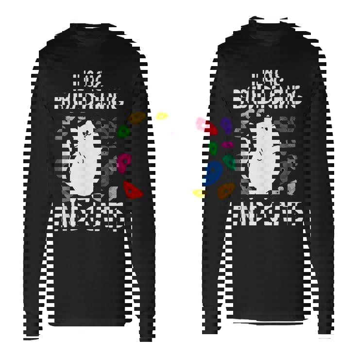 ロッククライミングホールズ クライマー キュート I Love ボルダリングと猫 長袖Tシャツ