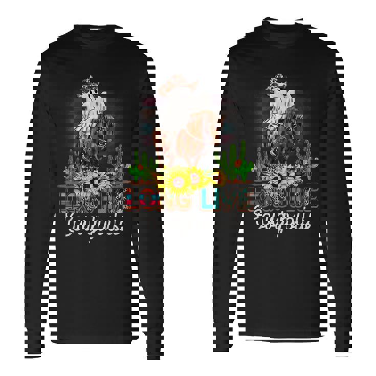 ロングライブ カウグール ウエスタンゴースト 乗馬馬 ハロウィン 長袖Tシャツ