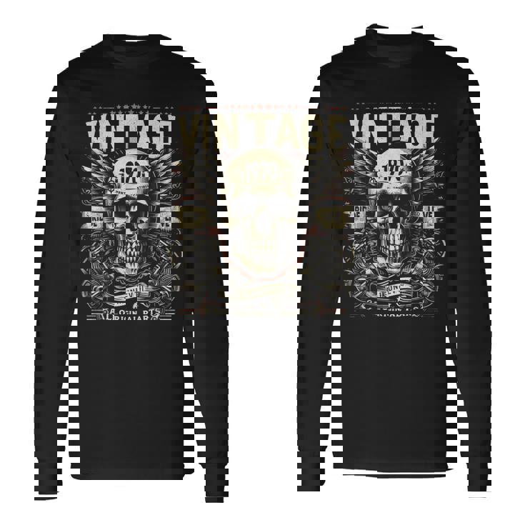 ヴィンテージ 1970 1970年誕生 誕生日 スカル バイカー バイク 長袖Tシャツ