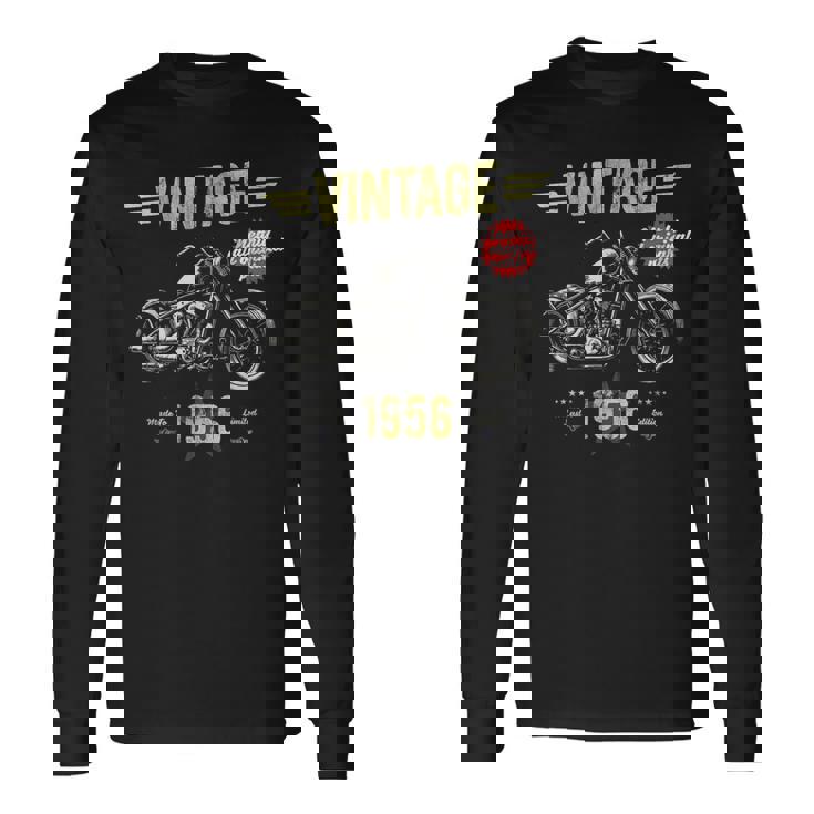 ヴィンテージ クラシック 誕生 1956 70歳の誕生日 レトロ バイク 長袖Tシャツ