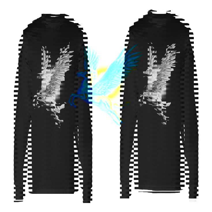 ヴィンテージ ペガサス 神話 ギリシャ空飛ぶ馬 神話 長袖Tシャツ