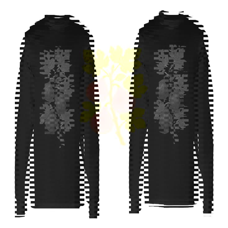 ヴィンテージ ボタニカル イチジク 自然 フルーツ アートプリント 長袖Tシャツ