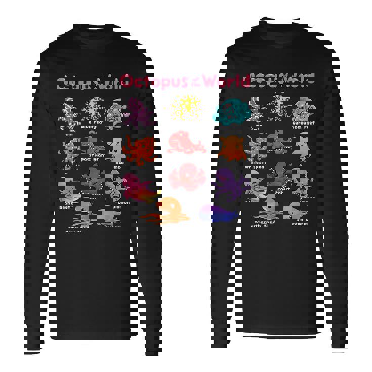 世界のタコ 海の動物 タコ好き 海洋生物 長袖Tシャツ