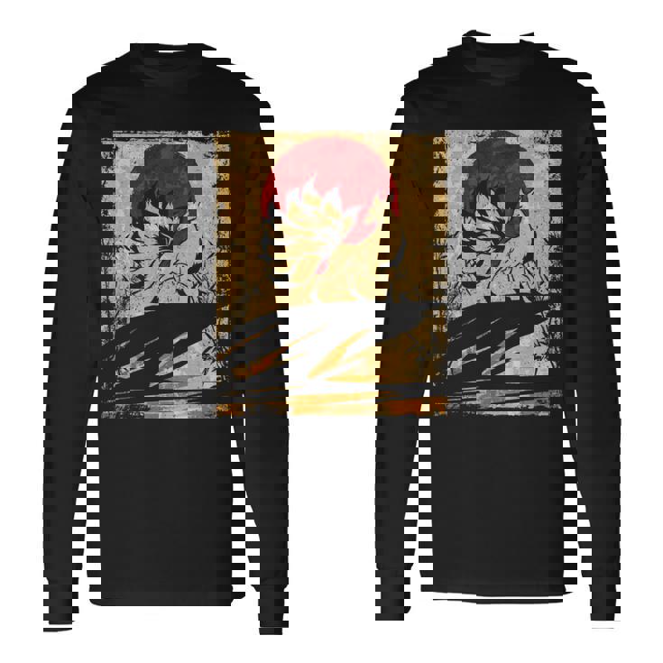 九尾の狐 日本のレトロアート 長袖tシャツ 長袖Tシャツ