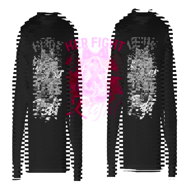 乳がん Her Fight Is Our Fight 乳がんグローブ 長袖Tシャツ