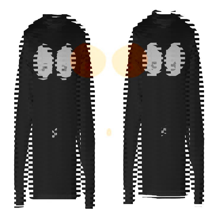 乳首おへそボタン おっぱい 面白いコスチューム 長袖Tシャツ