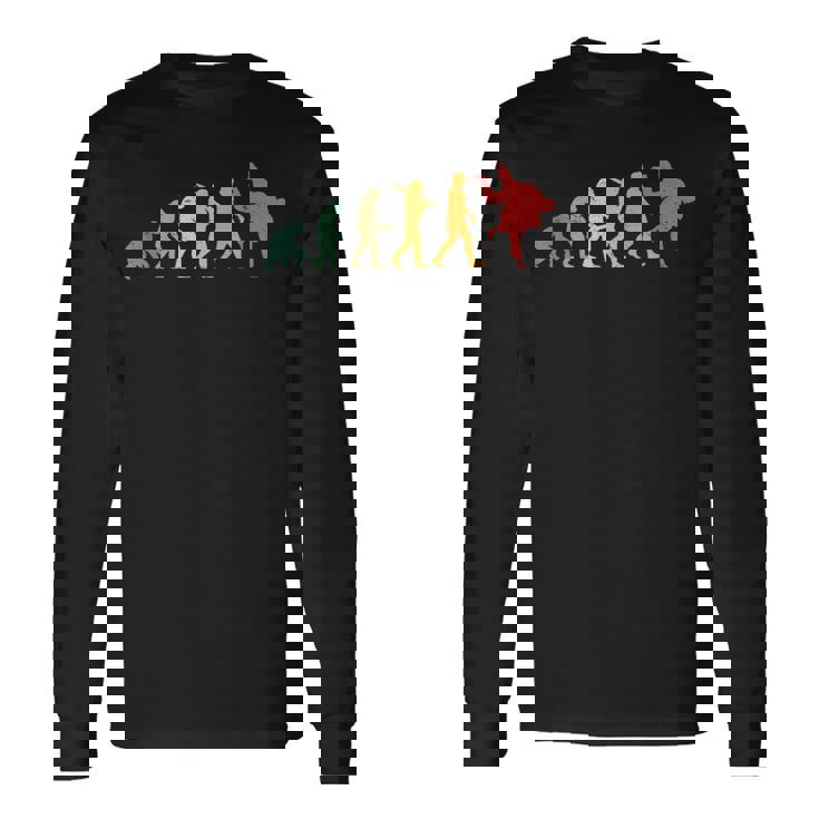 人類の進化 エボリューション 道場 柔道好き 趣味 古武道 柔道家 柔道部 レトロ おもしろ 柔道 長袖Tシャツ