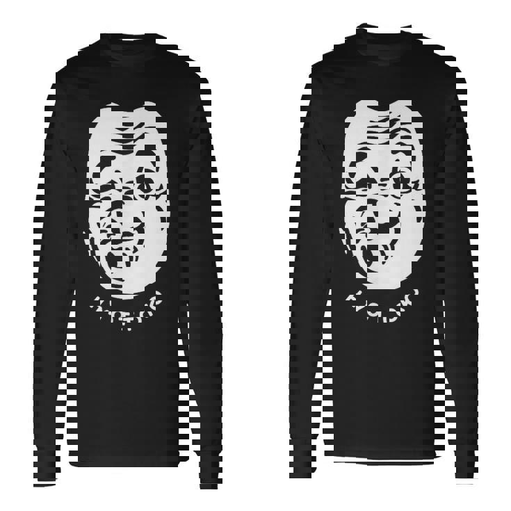 伝統的な日本のマスク、ひょっとこ様式デザイン。 長袖Tシャツ