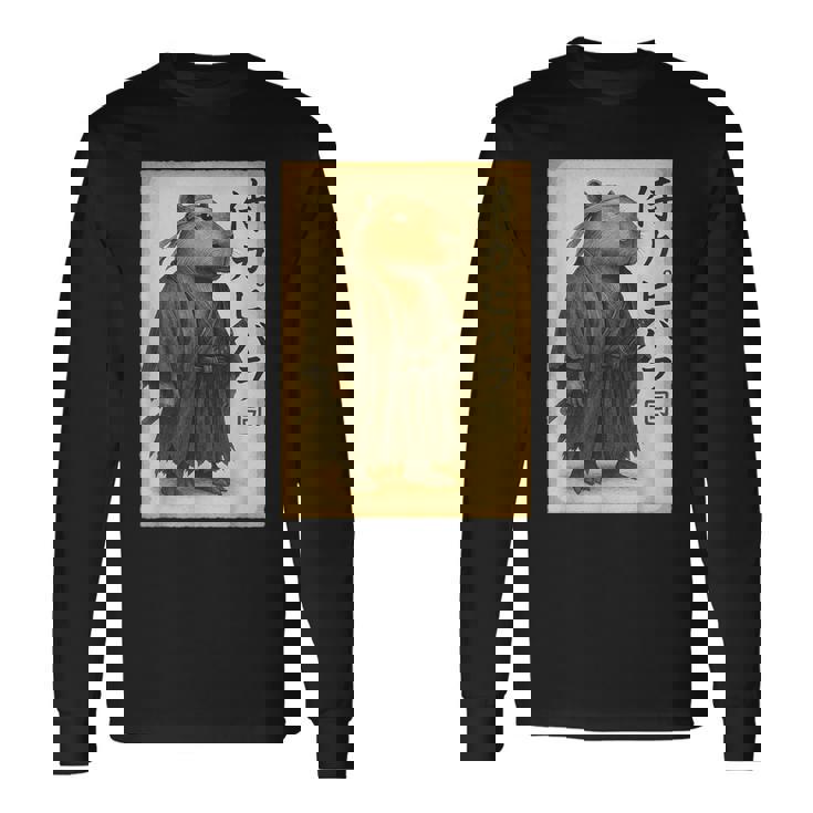 侍カピバラジャパン ビンテージアート 長袖Tシャツ