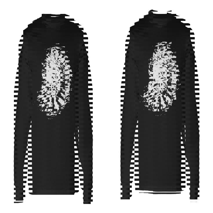 古生物学 アンモナイトプリント、古生物学者 化石アンモナイト 長袖Tシャツ