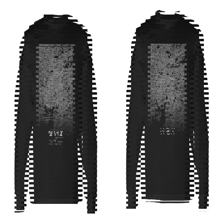 名古屋ジャパン おもしろ街のコーディネイト スカイライン 街地図 長袖Tシャツ