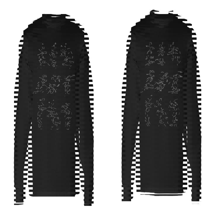 和柄 鳥獣戯画 兎 ポーズ集 デザイン ウサギ うさぎ メンズ レディース キッズ 和風 グラフィック 長袖tシャツ 長袖Tシャツ