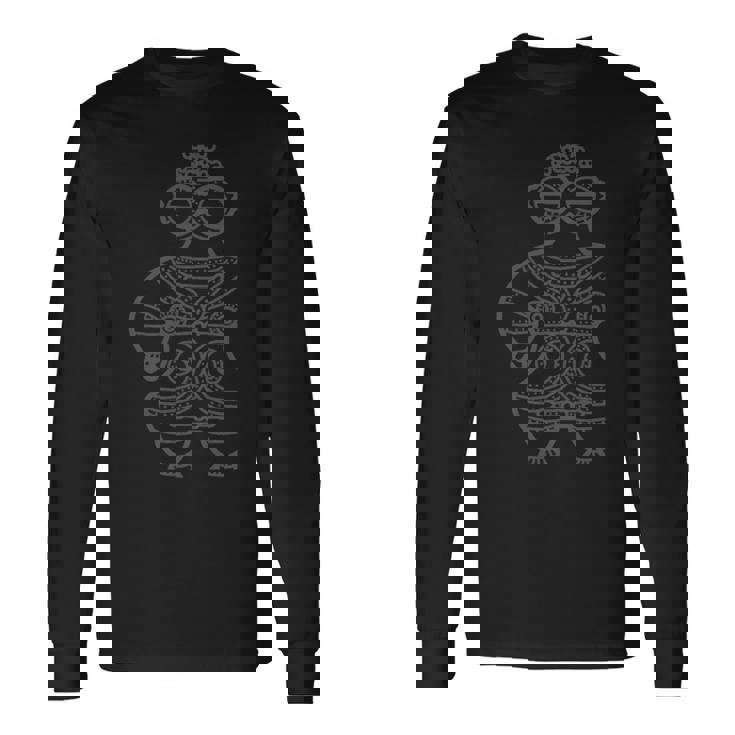 土偶 縄文 時代 遮光器土偶 宇宙人 エイリアン はにわ かわいい シュール シンプル 長袖tシャツ 長袖Tシャツ