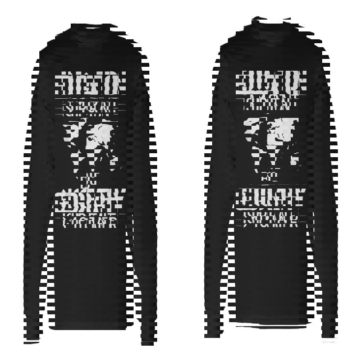 地理教師 地理学者 世界地図 学習史 長袖Tシャツ