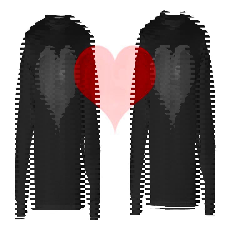 大きな赤いハート 長袖Tシャツ