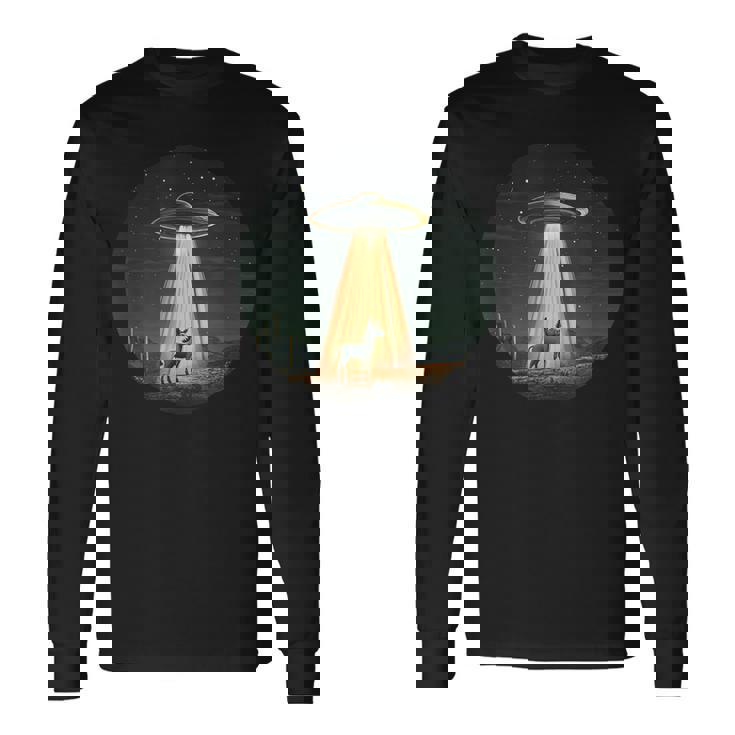 宇宙宇宙人のためにufoに誘拐された宇宙好きのロバ 長袖Tシャツ