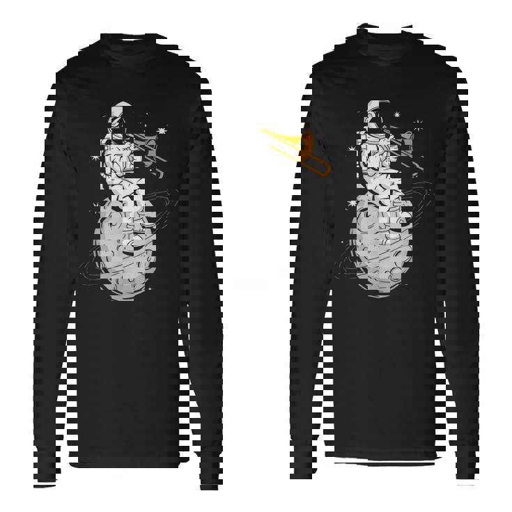 宇宙飛行士 演奏 トロンボーン 楽器 プレーヤー トロンボニス 長袖Tシャツ