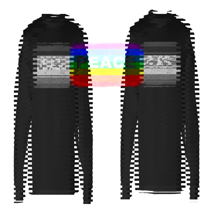 平和 シンボル 国旗 色 戦争反対 虹 Peace No Warintage 長袖Tシャツ