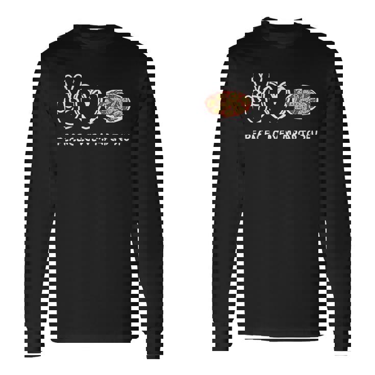 平和 愛 麻婆豆腐 レトロ 麻婆豆腐好き 食べ物好き 長袖Tシャツ