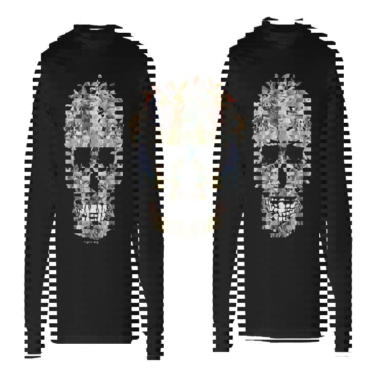 怖い スカル バニー ウサギ ホラー ハロウィン 長袖Tシャツ