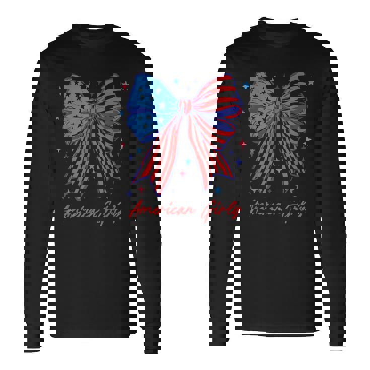 愛国的な弓 アメリカンガーリーシャツ 星条旗アート 長袖Tシャツ