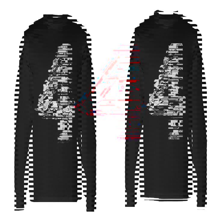 救急車 テーマ 4歳の誕生日 キッズ 男の子 4歳 長袖Tシャツ