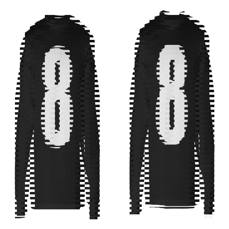 数字 8 数字 8 プレーン 白 数字 長袖Tシャツ