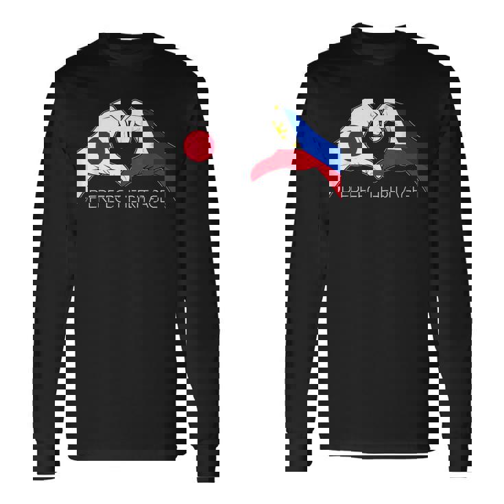 日本とフィリピン フィリピン人 日本人パーフェクトヘリテージ ヘア 長袖Tシャツ