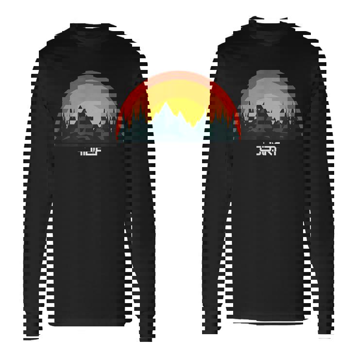 日没のジュラ山脈とハイマートカントン 長袖Tシャツ