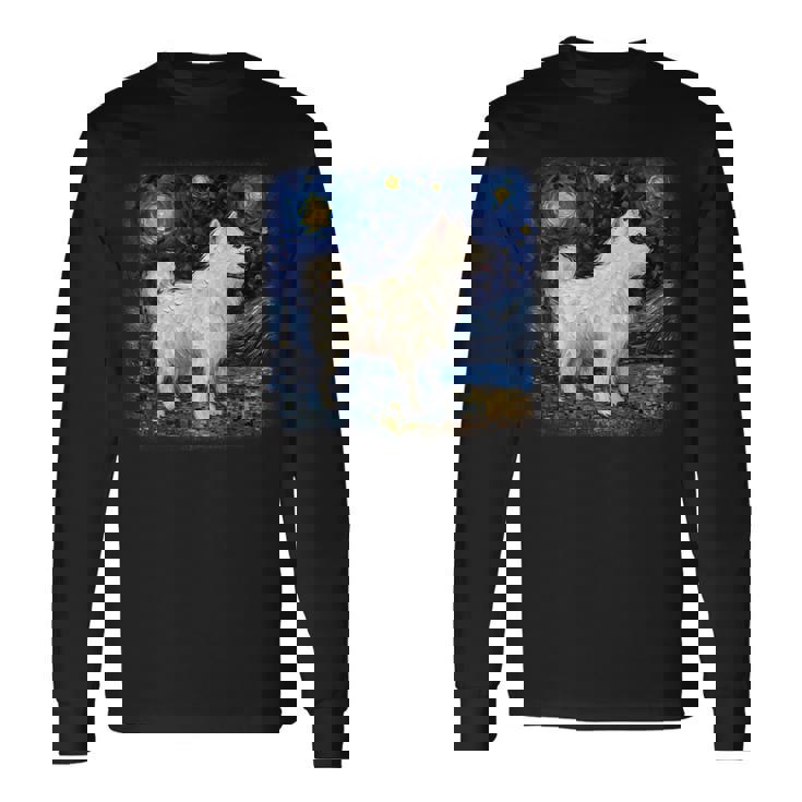 星月夜の犬 ヴァン・ゴッホ サモエド 長袖Tシャツ