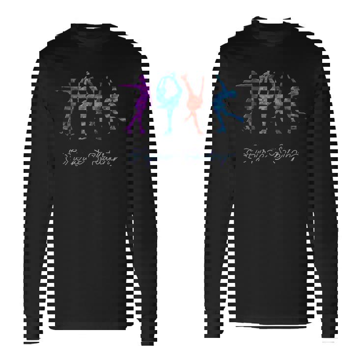 水彩 フィギュアスケート スパイラル レイバック ビールマン 長袖Tシャツ