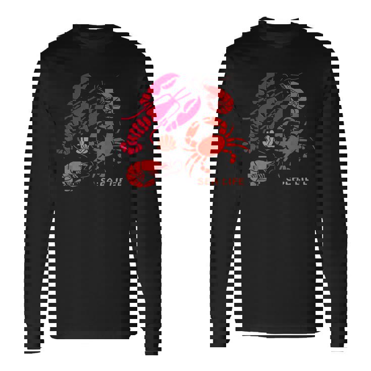 海洋生物、ロブスター、カニ、エビ、カミ、海洋、シーフード 長袖Tシャツ