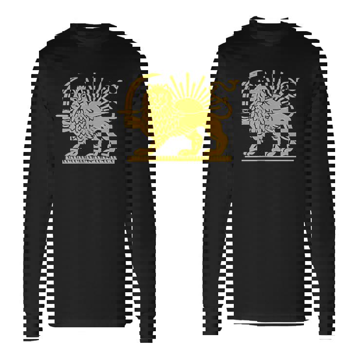 無料のイランライオンと太陽の旗 – ペルシャの遺産シンボルデザイン 長袖Tシャツ