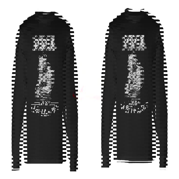 犬のmmaファイター フリーファイティングピットブル 長袖Tシャツ